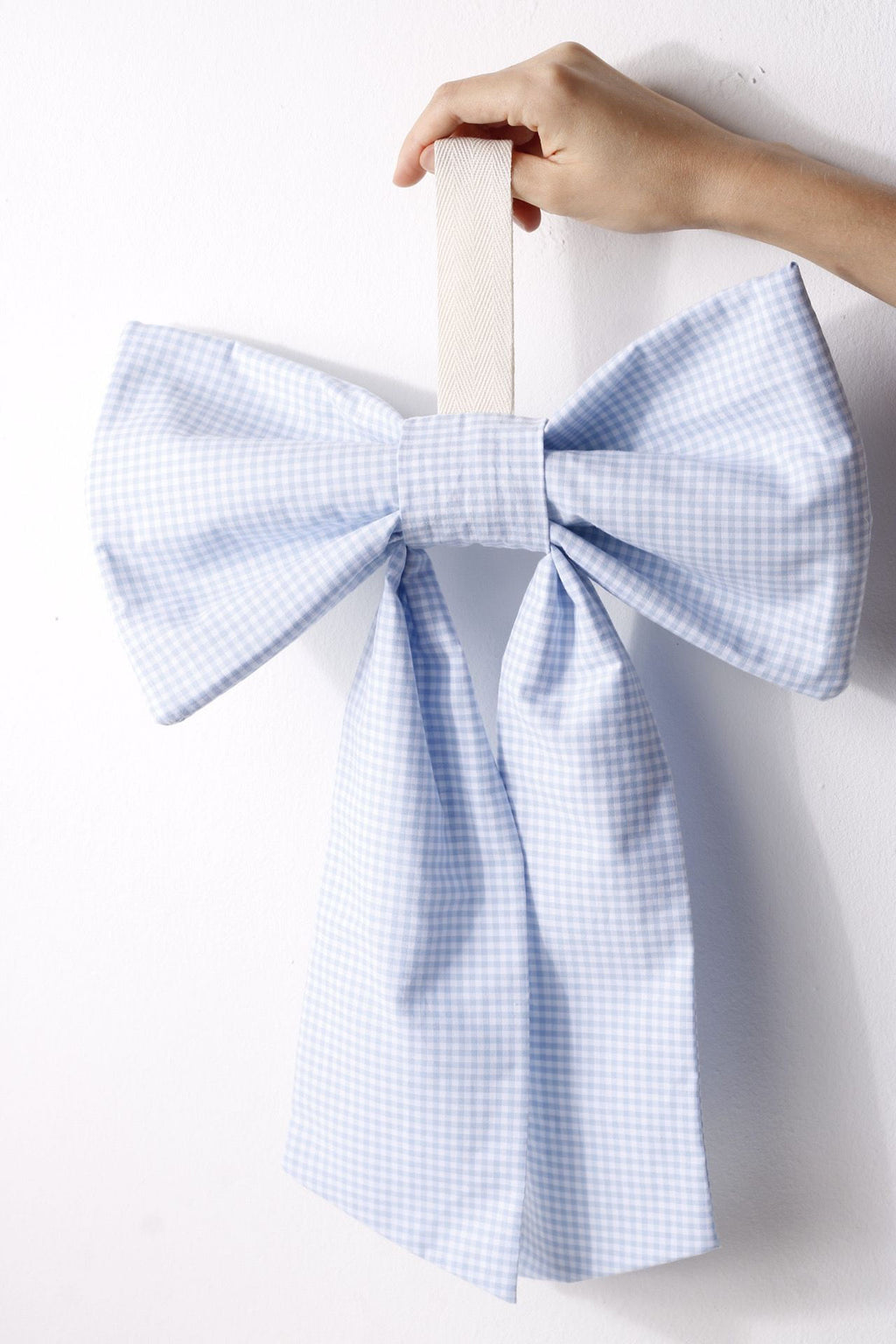 Light Blue Gingham Decorative Bow
