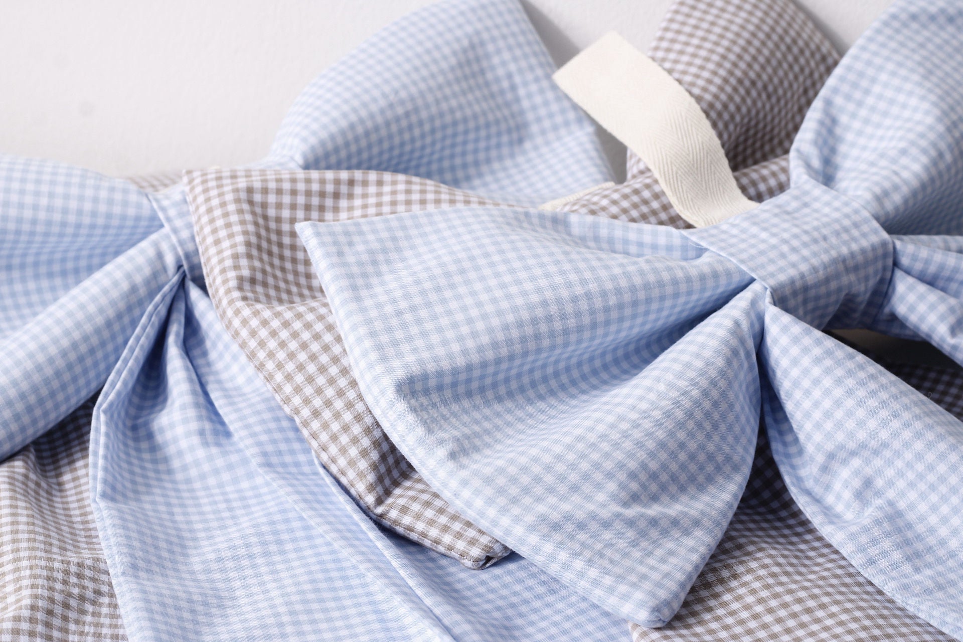 Light Blue Gingham Decorative Bow