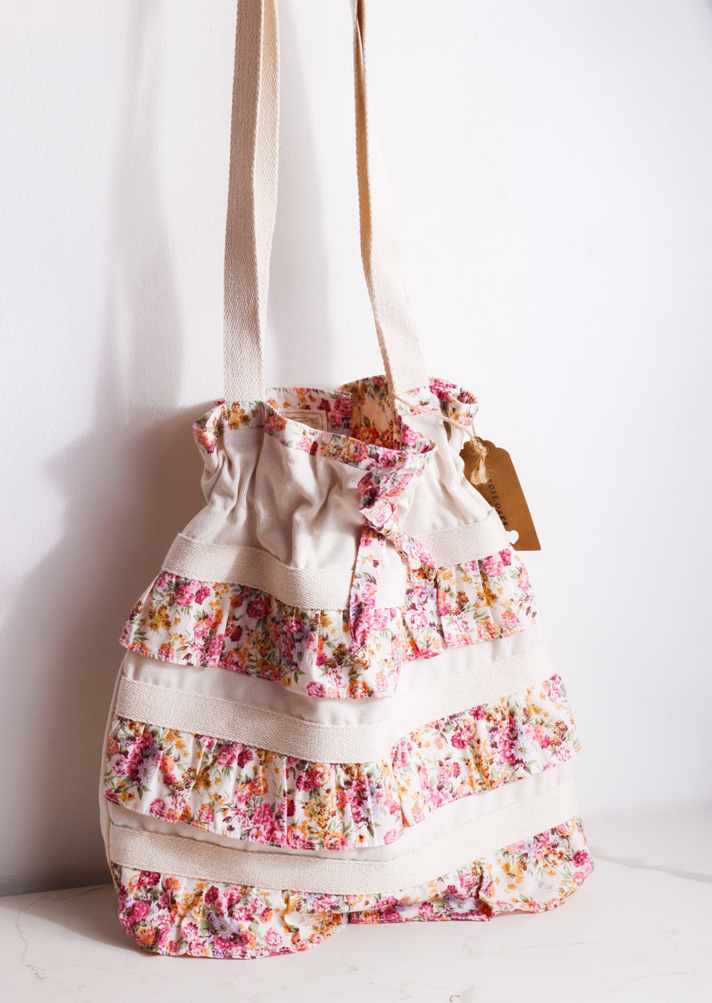 Rosewood Ruffle Drawstring Bag