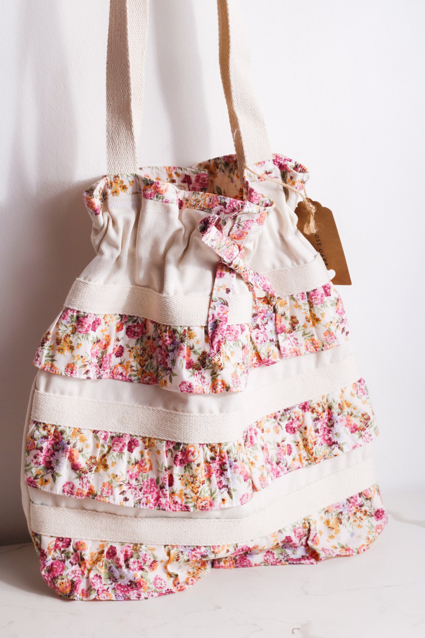 Rosewood Ruffle Drawstring Bag